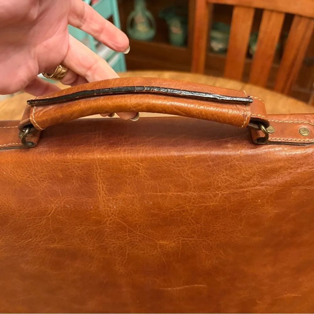 Vintage Nordstrom Portfolio Leather Lock Combination Function Briefcase